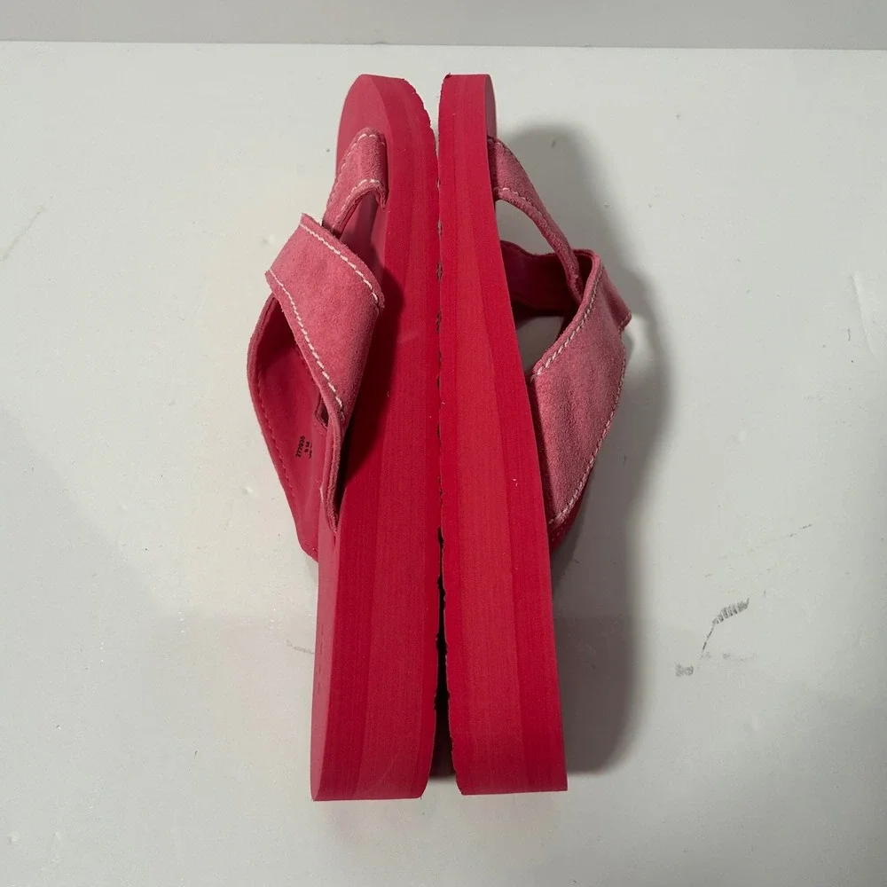 Lands‎ End Womens Fuchsia Pink Suede Crisscross Platform Sandals 9M